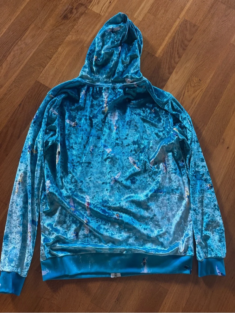 Crushed velvet velour with high-shine textured finish zip up hoodie size small